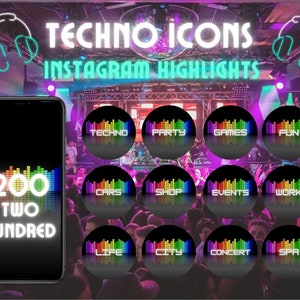 200 Instagram Highlight Covers - Instagram Stories Icons - Social Media Techno theme icons - Minimal Text Highlights - Premium Quality