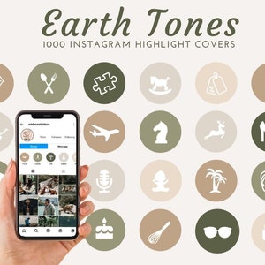Earth Tones Lifestyle Instagram Highlight Covers - Boho Highlight Story Covers - Icônes de médias sociaux - Reflets verts et beiges - Couvertures IG