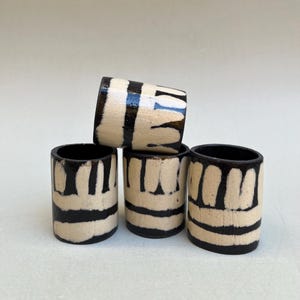 Set Of 4 Handmade Stoneware Nerikomi Napkin Rings – Napkin Holders – A Must-Have For Artistic & Unique Tableware Lovers