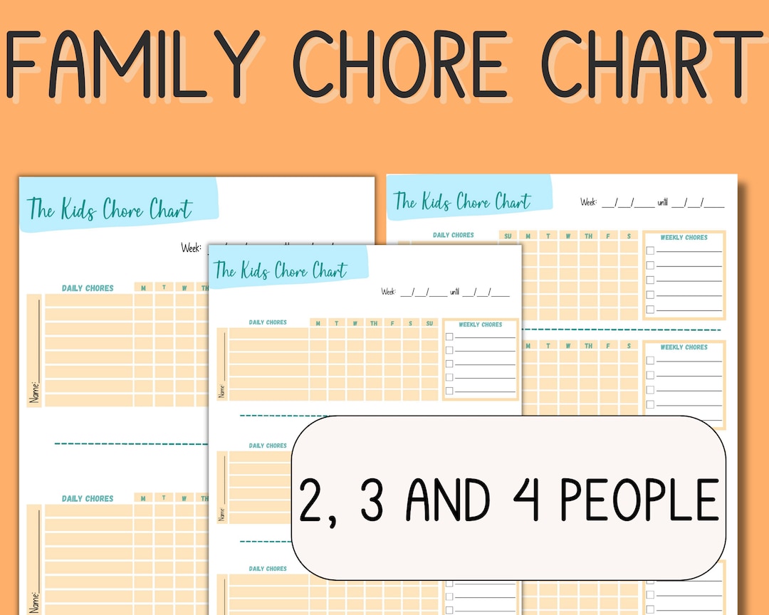 Family Chore Chart for 4 People Family Chore Chart for 3 - Etsy