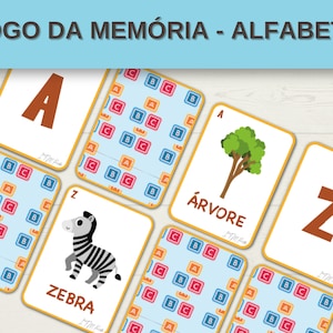 Jogo da Memória - Alfabeto | Jogo da Memória Imprimível | Cartões de Aprendizagem - Alfabeto | Psicólogo Escolar | Terapeuta