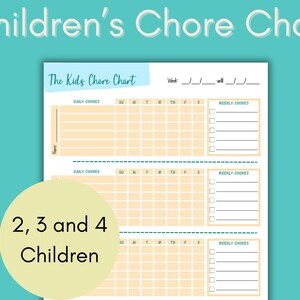 Printable Chore Chart for Kids - Multiple Children Family Task Tracker ...