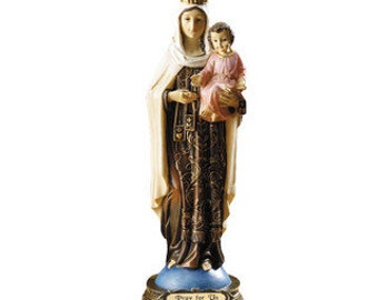 9'' inches tallOur Lady of Mt Carmel Material: Resin NS261