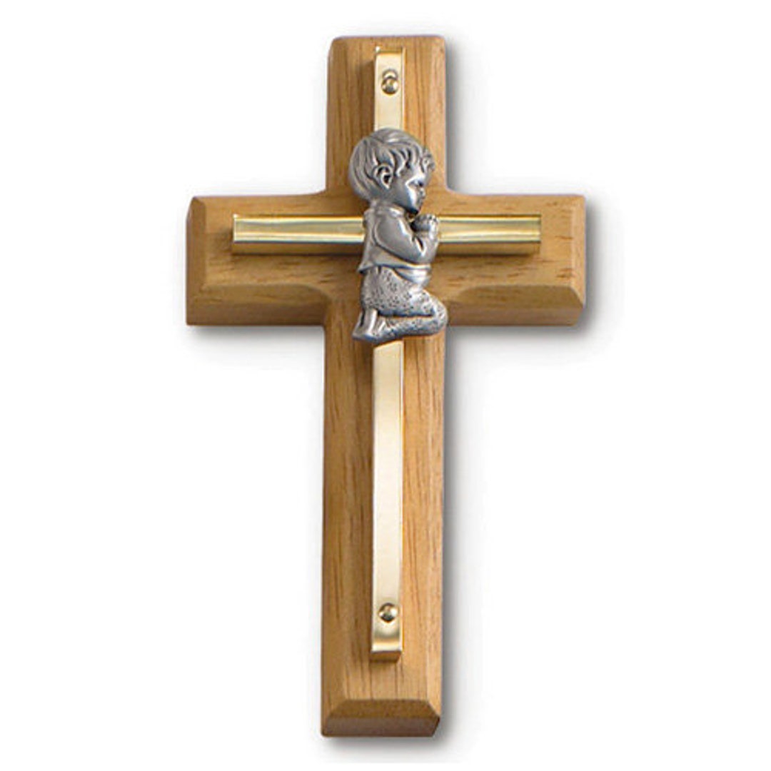 4 1/2in Beveled Goldplated Praying Boy Wall Cross N1696B. HJ Etsy