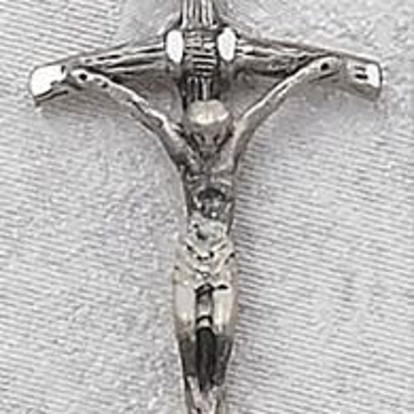 Sterling Silver Papal Crucifix Includes 24" Rhodium Plated Continuous Chain MC401