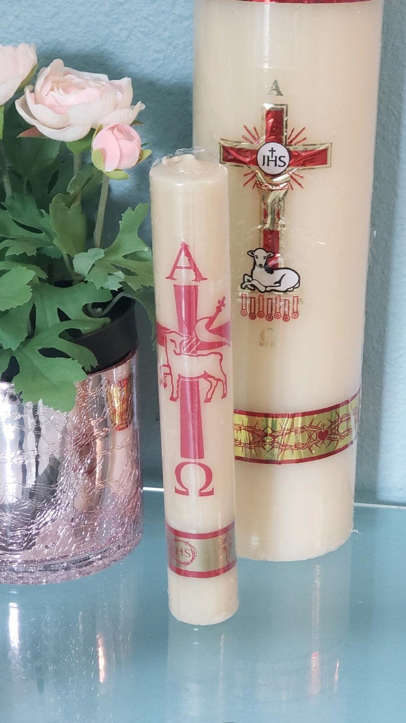 Alpha Omega Pascuall Candle Cirio Candle BEESWAX 9 X 1/2 INCHES TALL
