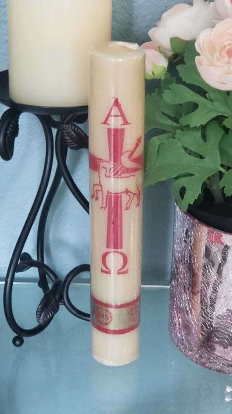 Alpha Omega Pascuall Candle Cirio Candle BEESWAX 9 X 1/2 INCHES TALL