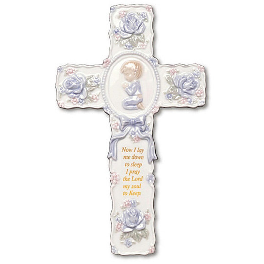 Ceramic 9in Praying Boy Wall Prayer Cross N1437B Etsy