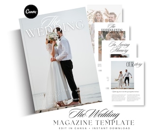 Custom Wedding Magazine Canva Template, Wedding Program, Wedding Timeline, Canva Template Digital Download
