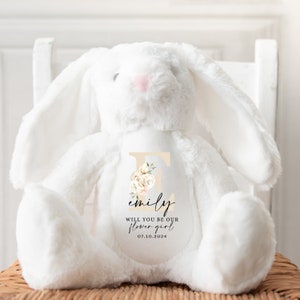 Regalo personalizado de la niña de las flores, ¿serás mi niña de las flores, conejito de la niña de las flores, ideas de regalos para las niñas de las flores, regalo de la niña de las flores de peluche de las niñas?