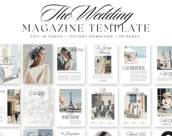 Custom Wedding Magazine Template • Wedding Magazine • Editable Wedding Booklet • Wedding Guide • Wedding Timeline • Canva Magazine Template