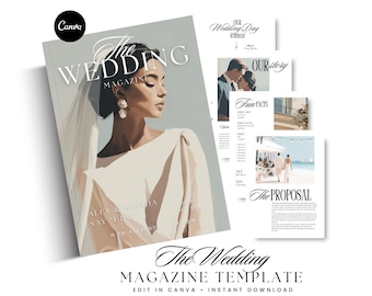 Wedding Magazine Template • Custom Wedding Program • Editable Wedding Booklet • Wedding Guide • Wedding Timeline • Canva Magazine Template