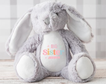 Personalised Bunny Rabbit Sisters, Big Sister Gift, Little Sister Gift, Personalised Plush Soft Toy, Your Name Teddy, Cuddly Sister Gifts