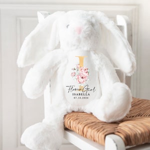 Conejito personalizado para niña de las flores, regalos para niñas de las flores, regalo de propuesta para niña de las flores, ¿Quieres ser mi niña de las flores? Regalo de agradecimiento para niña de las flores