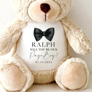 Regalo de osito personalizado para paje, regalos para pajes, regalo de pedida de mano para paje, ¿Quieres ser mi paje? Peluche de perro para pedida de mano para paje.