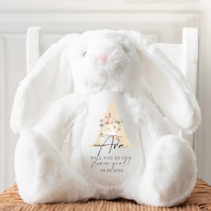Regalo personalizado de la niña de las flores, ¿serás mi niña de las flores, conejito de la niña de las flores, ideas de regalos para las niñas de las flores, regalo de la niña de las flores de peluche de las niñas?