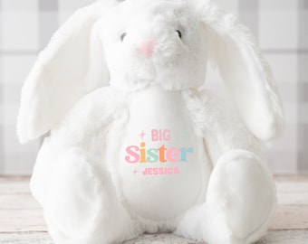 Personalised Bunny Rabbit Sisters, Big Sister Gift, Little Sister Gift, Personalised Plush Soft Toy, Your Name Teddy, Cuddly Sister Gifts