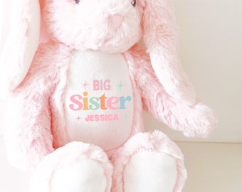 Personalised Bunny Rabbit Sisters, Big Sister Gift, Little Sister Gift, Personalised Plush Soft Toy, Your Name Teddy, Cuddly Sister Gifts