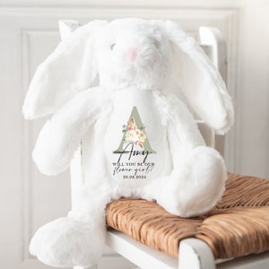Regalo personalizado de la niña de las flores, ¿serás mi niña de las flores, conejito de la niña de las flores, ideas de regalos para las niñas de las flores, regalo de la niña de las flores de peluche de las niñas?