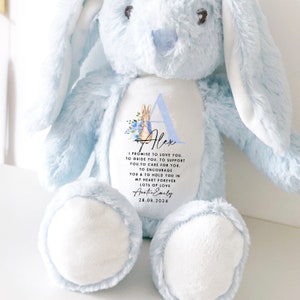 God Son Gift Bunny Teddy Christening, Personalised Gifts for God Son, Gifts for God Daughter, Christening Gifts, Baptism Gift Keepsake