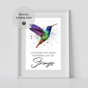 Hummingbird Inspirational Quote Digital Download, Self Empowerment Digital Print, Printable Hummingbird Artwork, Bird Art Instant Download