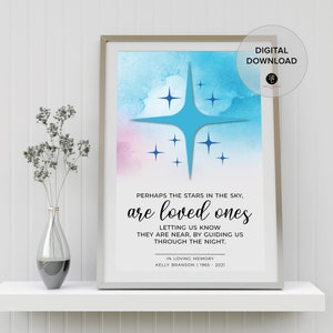 Custom Memorial Star Quote, Sympathy Gift, In Loving Memory, Personalized Quote Poster, Printable Memorial Quote, Remembrance Gifts