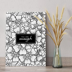 Vous êtes assez Mandala numérique imprimable, dessin noir complexe, impression de motivation d'amour, cadeau d'art d'amant créatif, décor de téléchargement instantané