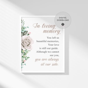 Memorial Digital Print Quotes, In Loving Memory of Mother Father, You Left Us Beautiful Memories, Remembrance Church Decor, Bereavement Poem