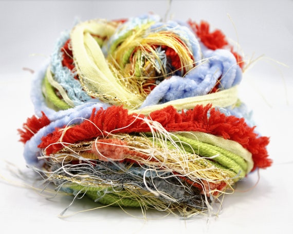 Blue Red Mixed Yarn Bundles Blue Red Mixed Fibers Yellow 