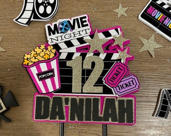 Movie night cake topper , movie theme cake topper, movie theater cake idea , movie night party, movie night theme