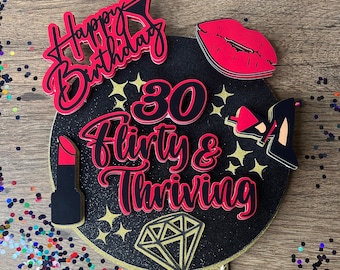 30th birthday cake topper , turning 30 cake topper , 30th birthday ideas , thirty , Thirty and thriving , 30 cake topper , 30 years old