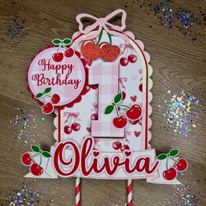 She’s the cherry on top cake topper , cherry cake topper , cherry and bow cake topper , bow cake topper , glitter cake topper , cherry decor