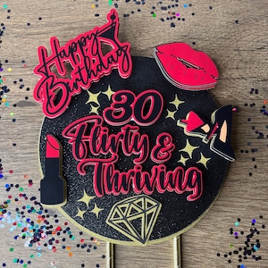 30th birthday cake topper , turning 30 cake topper , 30th birthday ideas , thirty , Thirty and thriving , 30 cake topper , 30 years old
