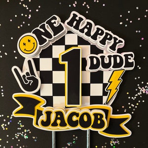One happy dude cake topper , cool cake topper , happy face cake topper , one year old boy cake topper , one happy dude party , 1st birthday