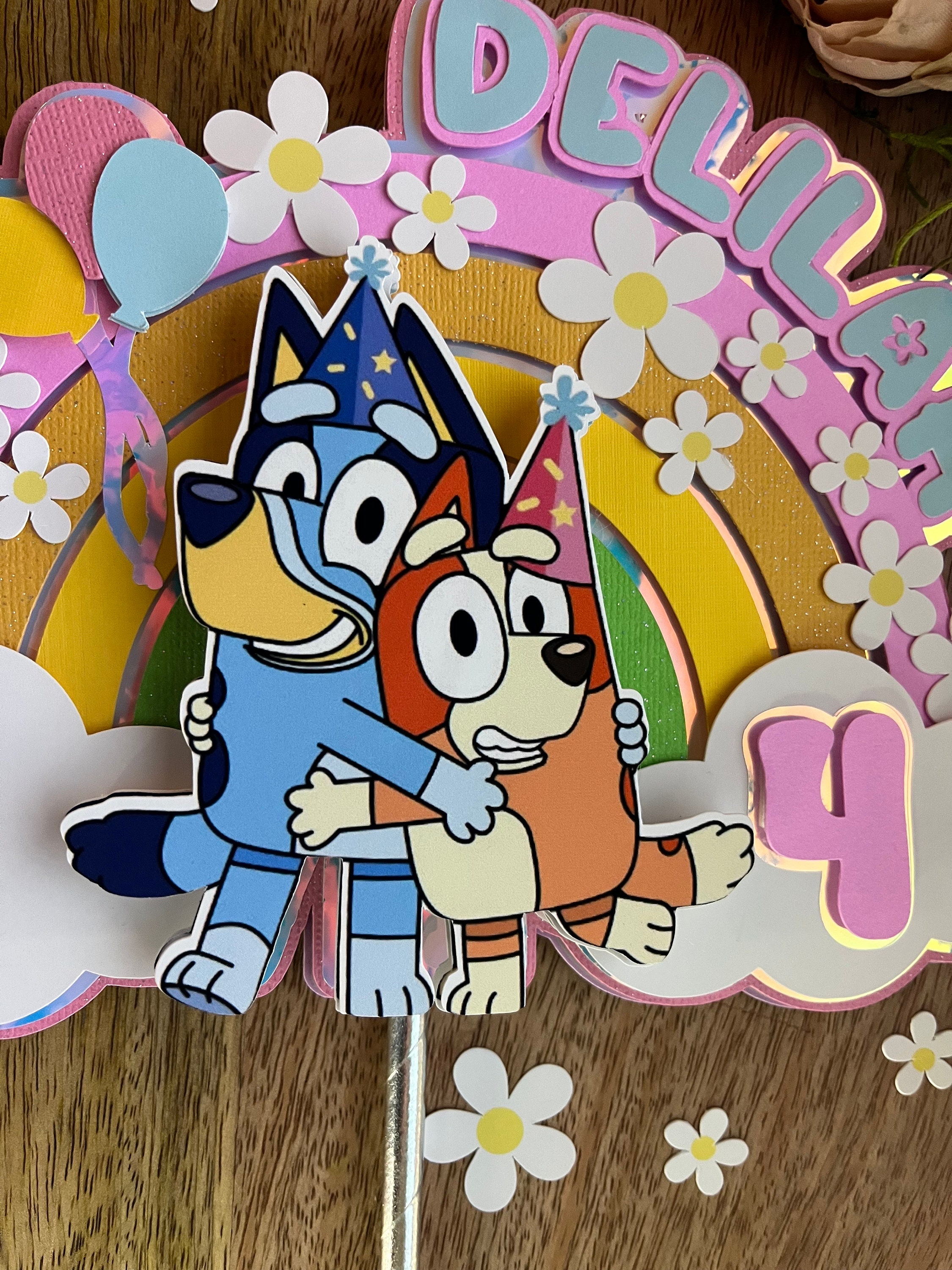 Blue dog cake topper