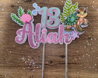 Under the sea cake topper , sea turtle cake topper , beach cake topper , beach theme , beach party ideas , sea turtle , 13 birthday ideas