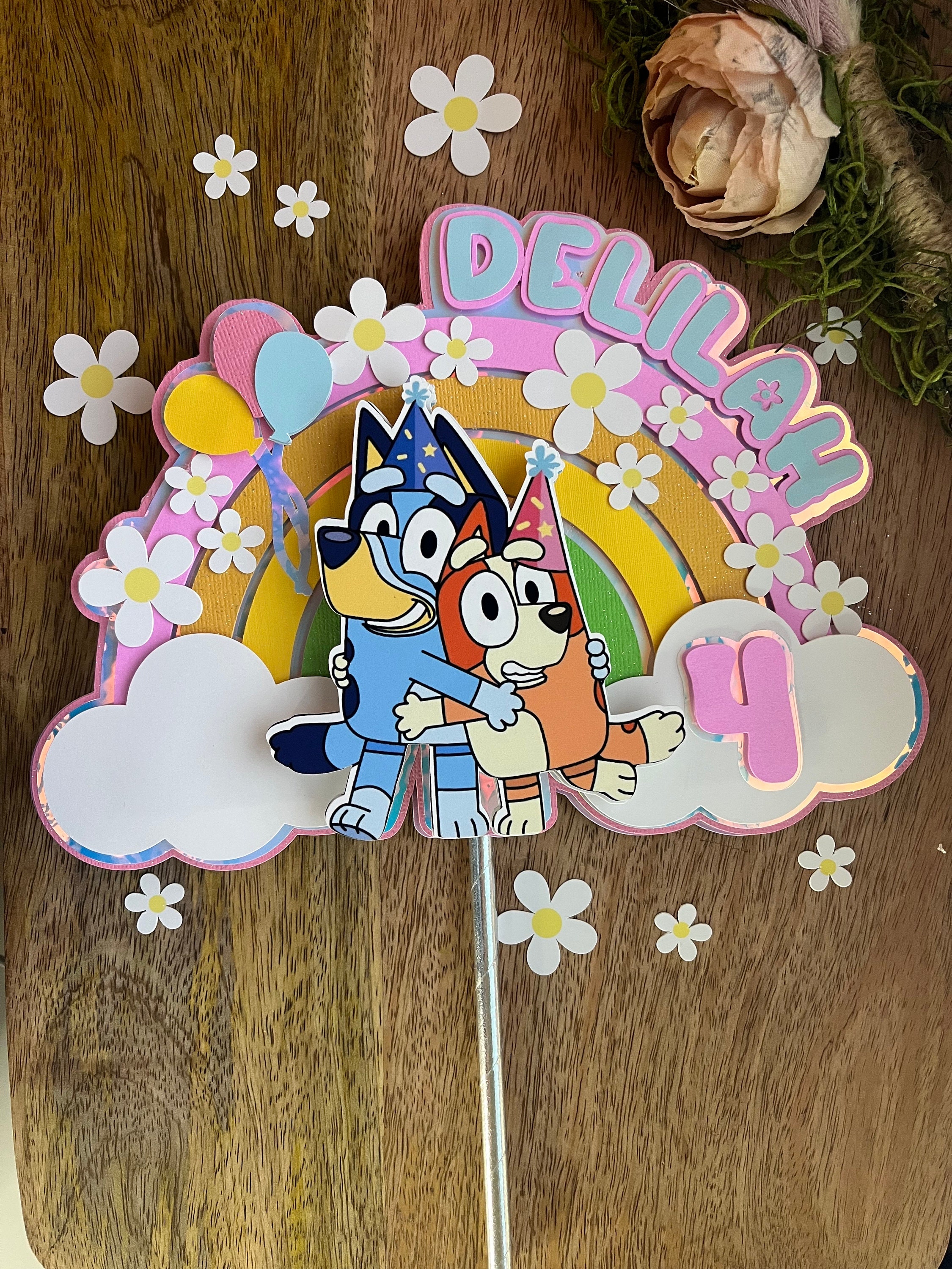Blue dog cake topper