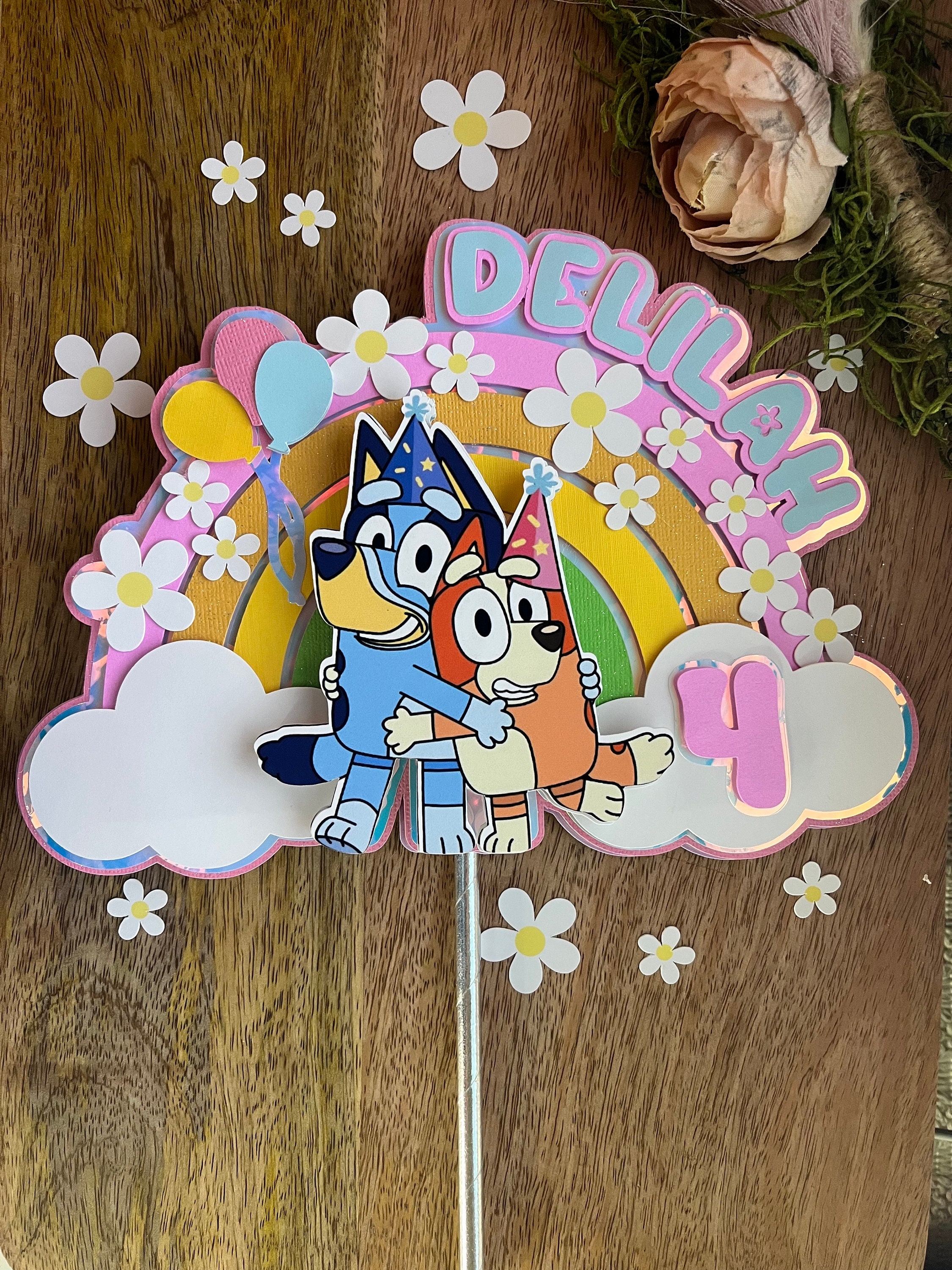 Blue dog cake topper