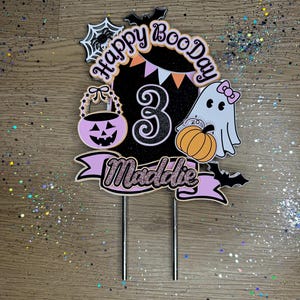 Girly Halloween cake topper , ghost , Halloween party , Halloween birthday , Halloween cake topper  , Happy boo day, girl Halloween party ,