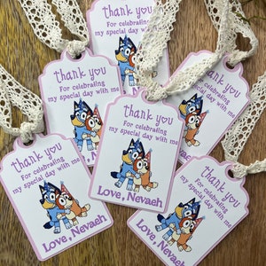 Blue dog favor tags , blue dog cartoon favor tags , blue dog party , blue dog birthday , birthday favor tags