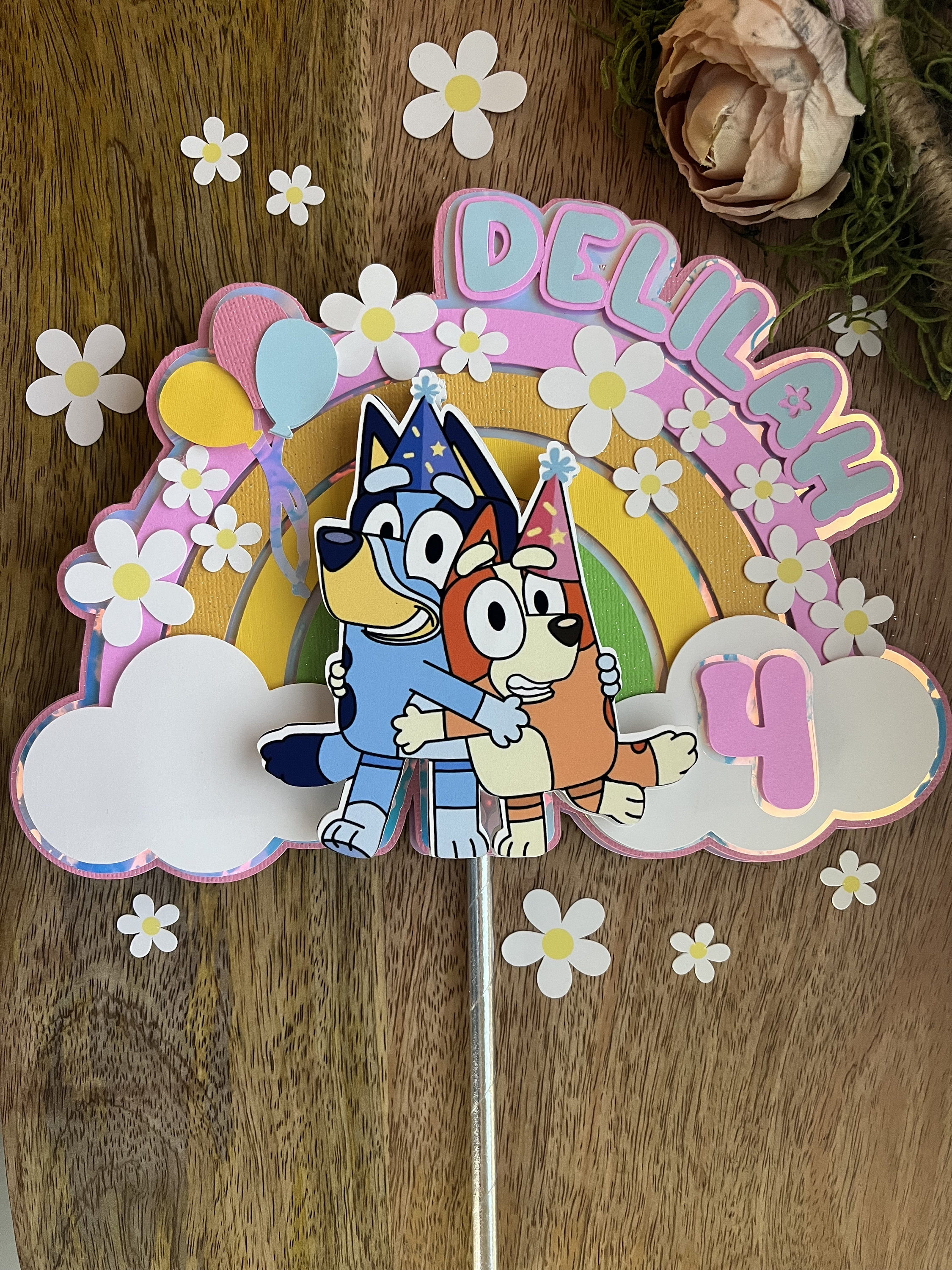 Blue dog cake topper