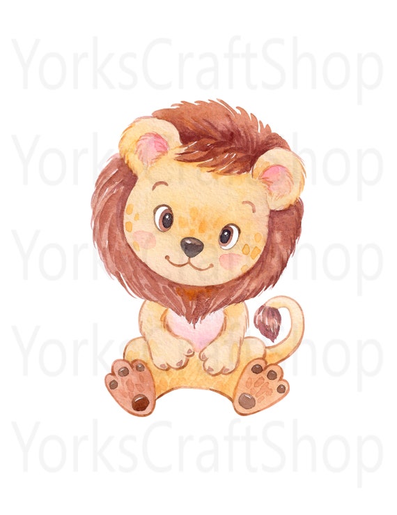 Cute Baby Lion Safari Animal Print for Nursery or Wall Décor | Etsy