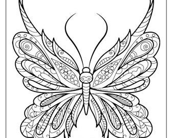 20 High Quality Mandala Type Butterfly Coloring Pages For Adults or Kids - Printable PDF Download