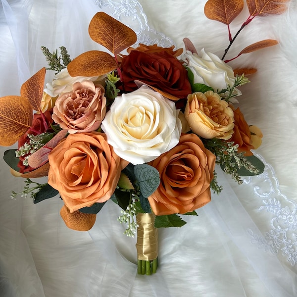 Boho Bouquet, Burnt Orange Bouquet, Ivory, Orange, Rust Wedding Bouquet, Spring Wedding, Summer Wedding, Fall Wedding Bouquets, Boho Wedding