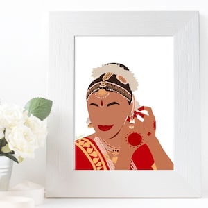 Indian Dancer Wall Art, Bharatanatyam Art Print, Indian Art, Brown Girl Art, Desi Art, South Asian Wall Art, Printable, Instant Download