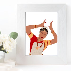 Indian Dancer Wall Art, Bharatanatyam Art Print, Indian Art, Brown Girl Art, Desi Art, South Asian Wall Art, Printable, Instant Download