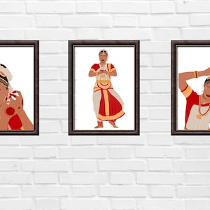 Bharatanatyam Trio, Indian Dancer Wall Art, Bharatanatyam Art Print, Indian Art, Desi Art, South Asian Wall Art, Printable, Instant Download