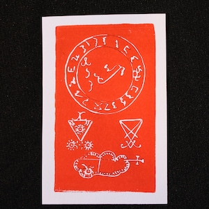Three Seals of Lucifer - Grimorium Verum - Linocut Art Print