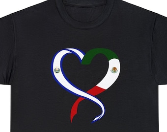 El Salvador y Mexico, en un Corazon Unisex Heavy Cotton Tee