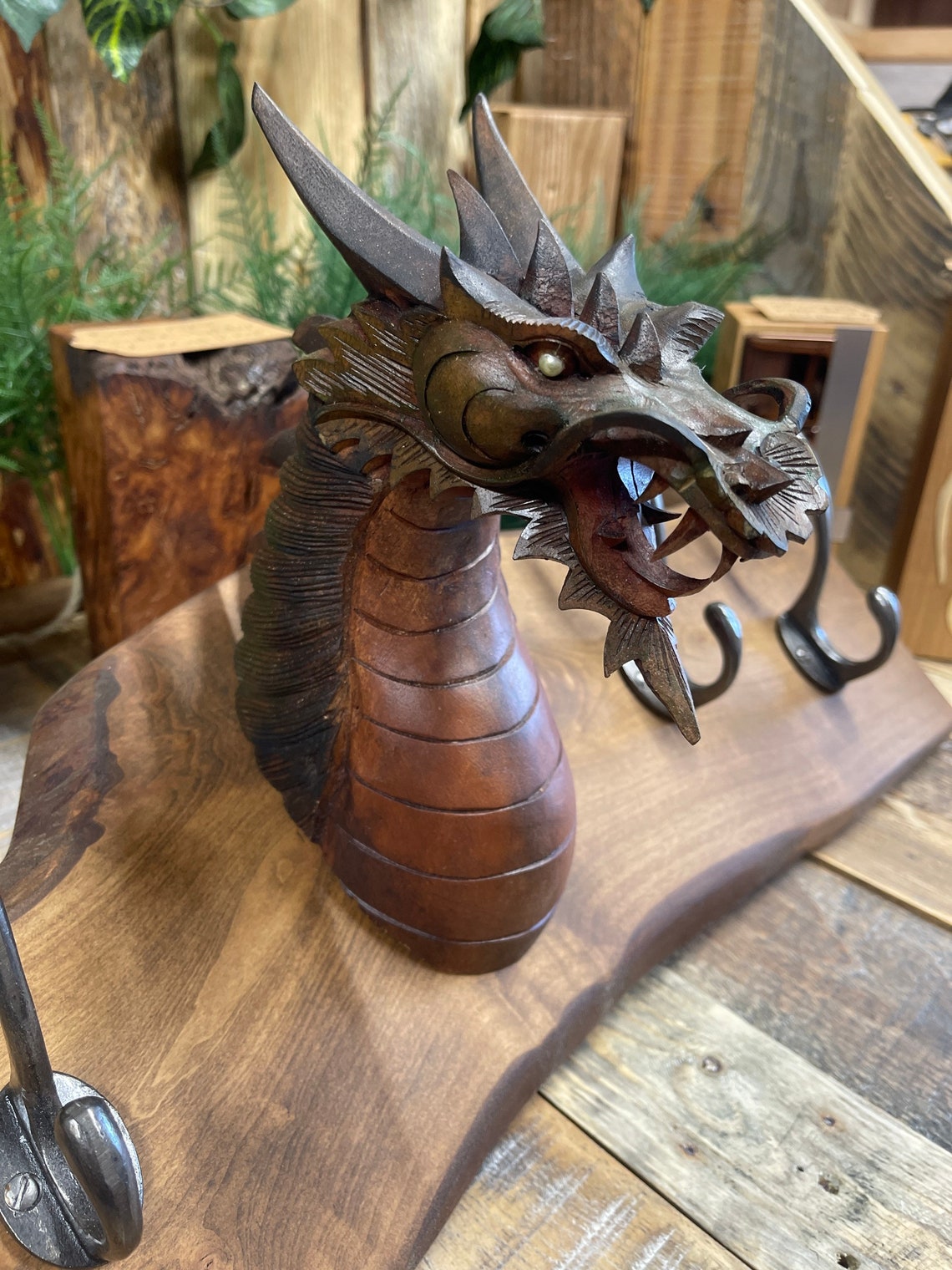 Beautiful Dragons Head With 4 Cast Iron Coat Hangers. Mounted Etsy